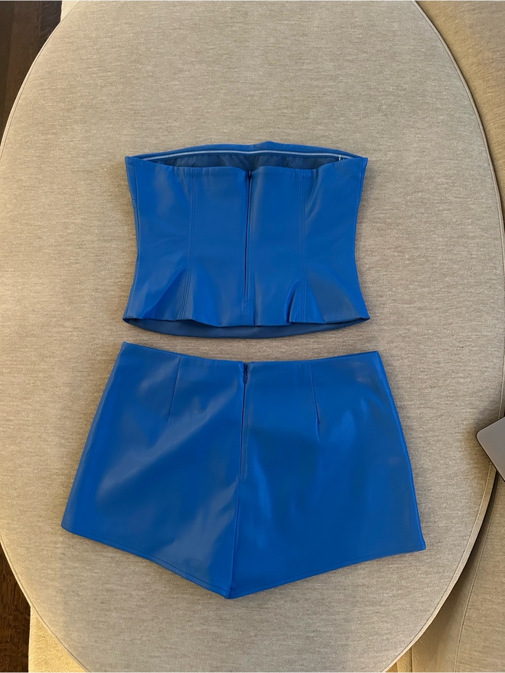 Lovers & Friends Blue Leather Skort & Tube Top Set - Picture 4 of 4